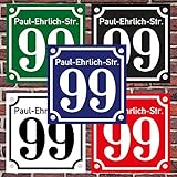 3mm Hausnummernschild Hausnummer Straßenname in 'Emaille Design' Alt optl. mit Abstandhalter
