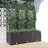 JUNZAI Pflanzkübel mit Spalier, Pflanzkübel Mit Rankgitter, Blumenkasten Mit Rankgitter, Spalier, Pflanzkasten, Pflanzgefäß, Schwarz 120x40x136 cm PP