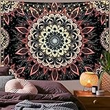 Yugarlibi Mandala Wandbehang Wandteppich Indisch Böhmisch Hippie Wandtuch Wand Deokration Rosa Lotos Tapisserie Ästhetisch für Zimmer Wohnheim Schlafazimmer, 210x150cm