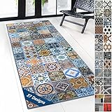 Floordirekt Teppichläufer mit Muster - maßgefertigter Feinschlingen Teppich Läufer für Küche, Flur & Wohnraum - Ornament Vintage Orient Gitter (80 x 200 cm, Bonita)