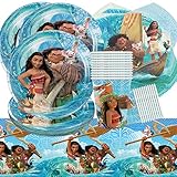 Doyomtoy Moana Geburtstag Deko, 61 Stück Partygeschirr Set Geburtstag Party Set Geburtstagsteller Tassen Servietten Moana Geburtstag Deko Geburtstag für Kinder Party Geburtstag Dekoration