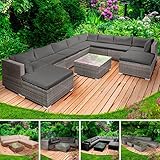 BRAST Gartenmöbel Lounge Set | 4-12 Personen viele Modelle & Farben | incl. extra Dicke Kissen | TÜV geprüft | Outdoor Loungemöbel Sitzgruppe Essgruppe Garnitur | Freedom Grau