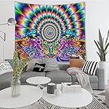Morbuyshop Wandteppich Psychedelic, Wandtuch Wandbehang Mandala Abstrakte Kunst Trippy Wandteppich Hippie Tapestry Wall Hanging Tapisserie für Schlafzimmer Wohnzimmer Wohnheim (150 x 200 cm, Hippie 5)