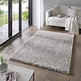 Taracarpet Shaggy Teppich Wohnzimmer Venezia Hochflor Langflor Teppiche modern Grau 200x250 cm