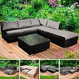 BRAST Gartenmöbel Lounge Set | 4-12 Personen viele Modelle & Farben | incl. extra Dicke Kissen | TÜV geprüft | Outdoor Loungemöbel Sitzgruppe Essgruppe Garnitur | Oase Schwarz