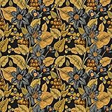 Dschungel Tapete Gold/Schwarz Klebefolie Möbel Muster Vinyl Selbstklebende Tapete Blumen 60 X 300CM wasserdichte Folie für Möbel Schlafzimmer Türtapete Selbstklebend Blumen Mustertapete Schwarz Gold