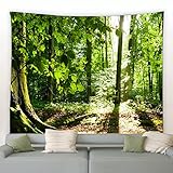 Geesui Wandteppich mit Motiv Wald, 200x150cm Wandteppich Wald Grün Wandtuch Wald für Schlafzimmer, Wandtücher Landschaft, Wandbehang Wald für tolle Raum-Atmosphäre für die Wand in Home