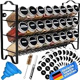 Deco haus® Gewürzregal Stehend & Wand [MIT GEWÜRZDOSEN & ETIKETTEN] - Spices Gewürz Organizer - Spice Rack - Gewürzständer - Gewürzregalsystem Hängend - Gewürzaufbewahrung - Gewürzgläser mit Regal