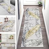 Teppich Läufer Flur Küche rutschfest waschbar Teppichläufer Lang 80X240CM Grau Gelb Abstrakt Küchenläufer Meterware Korridor Tepiche Kücheteppich Schlafzimmer Wohnzimmer Flurmatten Breit 40-120cm