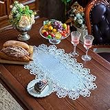 ARTABLE Spitzendeckchen, runde Spitze, Platzdeckchen, bestickt, Blumen-Tassenmatte, Vasenmatte für Tischdekoration, Heimdekoration, Esstisch (40,6 x 71,1 cm, oval, weiß)