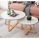 UKALOU Beistelltisch/Beistelltisch, 2er-Set, Couchtisch, runder Snack-Satztisch aus Holz, modernes, Schlichtes Design für gelegentliches Heimbüro, Φ19,7 und Φ27,6