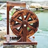 Wasserrad für Teich Brunnen Garten Wasserfall für Terrasse Wasser-Funktion Springbrunnen Landschaft Familie Patio Dekoration Wasserspiele Wasserradbrunnen Waterwheel Woodcraft Wasserspiele (Size : 60