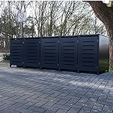 5 Mülltonnenboxen Modell No.6 für 240 Liter Mülltonnen / komplett Anthrazit RAL 7016 / witterungsbeständig durch Pulverbeschichtung / mit Klappdeckel und Fronttür