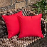 MIULEE 2er Set Outdoor Kissenbezug wasserdichte Kissenbezüge Sofakissen Dekorativ Couchkissen Wetterfeste Kissenhülle Zierkissen Bezug Weich für Sofa Couch Outdoor Garten Balkon 45x45 cm Rot