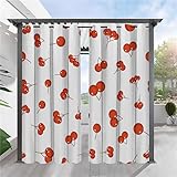 REDLEO Vorhang Outdoor VorhäNge Wasserdicht 2er Set Outdoor Vorhang mit Ösen Wetterfest Vorhang Pavillon Outdoor Gardinen für Balkon Terrasse,132x275cm(Obere und Untere Ösen), Kirsche