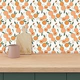 Tapete Orange Grüne Früchte Vliestapete Klebefolie Möbel Leicht Abzuziehen Selbstklebende Tapete Schlafzimmer Küchenrückwand Tapete Selbstklebend for Living Room 40x100cm