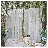 Primst Spitze Vorhang Voile Vorhang Küchen Gardine Weiß Blumen bestickte Spitze Gardinen mit Vorhang Raffhalter Voile Vorhänge für Wohnzimmer Schlafzimmer Hochzeit dekor(2er-Set) (2X H/B: 150/200 cm)