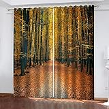 BONDIJ Vorhänge Blickdicht Verdunkelungsvorhang Gardinen Mit Ösen 214X220cm(HxB) 2Er Set 3D Ahornblätter Im Herbst Druck Schlafzimmer Wohnzimmer Fensterdekoration Schallschutz Vorhang