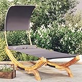 CIADAZ Sonnenliege mit Dach, Gartenliege, Sonneninsel, Liege, Doppelliege, Gartenbett, Hängebett, Gartenmöbel, Outdoorbett, 100x216x162cm Bugholz Massiv Anthrazit