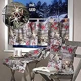 heimtexland Scheibengardine mit LED Beleuchtung flackernd 45x120 cm Weihnachtsgardine Fotodruck Patchwork Weihnachten Bistrogardine ÖKOTEX Typ498