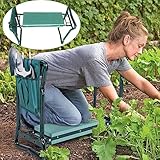 BMDHA 2-in-1-tragbarer Gartenknieer, Gartenkniehocker Robuster Arbeitssitzstuhl Weiches und bequemes Kniepolster mit Werkzeugtasche - für Gartenarbeit und Bankhocker