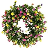 MEIYOUMK 40cm Künstliche Türkranz Deko Kunstblumen Kranz Dekorative Wandkranz für Frühling Sommer Alle Jahreszeiten Haustür Hochzeitsdeko Festival Dekor Künstliche Kranz (1-Green, 40cm)