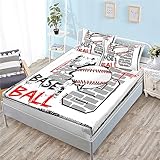 Spannbettlake Spannbettlaken FüR Boxspringbett Cartoon-Baseball-Muster Spannbettuch Mikrofaser GebüRstete Polyester Bed Sheets，140 * 200cm