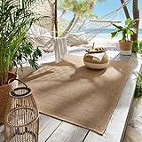 Outdoor & Indoor Teppich für Wohnzimmer Balkon Terrasse wetterfest Borneo Sisal-Jute-Optik naturfarben Natur Manaus 080x150 cm