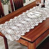 Handgemacht Einfach Tischläufer Weiße Blume Läufer Spitze Tischdecke Dusche Kommode Schal for Küchenhaus Küche Hochzeit Bankett Teetisch Fireplace Schrank Esstisch Wärmedämmung Rechteckige Tischläufer