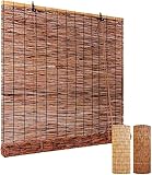 Bambus-Jalousien für den Außenbereich, Raffrollos – Lichtfilterung / Wasserdicht / Anti-UV – Schattierung, Sonnenschutz, Hebejalousien – Vorhang für Terrasse/Garten/Fenster/Tür, 130 x 180 cm