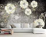 Fototapete 3D Wandbilder Für Schlafzimmer Diamantblume Rosenpflanze Fototapete Wohnzimmer Wohnkultur Malerei Tapete Selbstklebend Abnehmbares Wandfoto 200(B) x150(H) cm