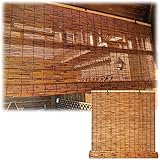 Retro Carbonization Natural Schilf Vorhang Bambusrollo mit Hakenaufhängung 50x100cm 60x100cm 70x100cm Sichtschutz Jalousie Raffrollo für Balkon Wetterfest Handgewebt