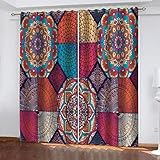 LAMPPE Vorhang Blickdicht Vorhänge Verdunkelungsvorhang Gardinen Mit Ösen Wohnzimmer Schlafzimmer Thermovorhang 3D Ethnisches Muster Muster Ösenschal 2Er Set Fensterdekoration H 230 X B 150 cm