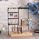 Schmuckständer Halskettenhalter,Schmuckhalter Ring Halskette Stand Display,Multi Tier Halskette hängenden hölzernen Ring Veranstalter Ohrring Tablett,für Armband Uhr Ohrringe Ring Geschenke für Frauen