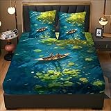 ETomey spannbettlaken，matratzenschoner 90×200cm Spannbettlaken für Kinder und Erwachsene im malerischen Stil Bettwäsche von Biberna