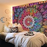 Bunter ästhetischer Mandala Wandteppich Tapisserie, Trippy-Wandkunst, Bohemian-Stil, Hippie, Sonne, Mond und Stern, Wandteppiche für Schlafzimmer, Dekoration, 150 x 210 cm