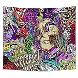 Roninkier Schwarzlicht Wandteppich Aesthetic Pilze - Wandtuch Xxl Schwarz Uv Fluorescence Tapestry Aesthetic Neon Wandbehang für Wanddeko Wohnzimmer Schlafzimmer Party,230x180cm