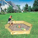 Promadino 6eck Sandkasten Fynja mit weißer Abdeckplane