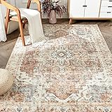 TOPICK Ziegelrot Läufer Flur Teppich Vintage Kurzflor Orientalischer Lang Küchenteppich Schlafzimmer Wohnzimmer Esszimmer Arbeitszimmer Büro Faltbar Flower Teppichläufer Anpassbar Rot 90x150cm