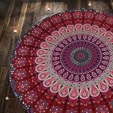 raajsee Lila Runde Strand-Wandteppich, Hippie-/Boho-Stranddecke, Mandala-Design, indische Baumwolle, Überwurf – runde Tischdecke, Heimdekoration, Meditations-/Picknick-Teppich, 127 cm Kreis