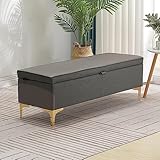 Premium-Aufbewahrungsbank, Kunstleder-Geflecht-Aufbewahrungsbank, rechteckige Aufbewahrungstruhe für Wohnzimmer-Schlafzimmer-Eingangsbereich (Color : Grey, Size : 120cm)