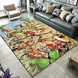 DJHWWD Outdoor Teppiche Balkon Teppich Halle Teppich Rot Einfaches Fischs Chwarm Muster Teppich Sofa Rutsch Fest 180X250Cm Teppich Bettvorleger Rot