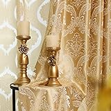 MYRU 2er-Set Europäische goldene luxuriöse Jacquard Vorhänge für Schlafzimmer Wohnzimmer (245 * 140 cm)