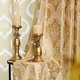 MYRU 2er-Set Europäische goldene luxuriöse Jacquard Vorhänge für Schlafzimmer Wohnzimmer (245 * 140 cm)