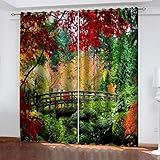 Lichtundurchlässige Vorhänge Garten Ahornlandschaft 170X200Cm Vorhang Blickdicht Verdunkelungsvorhang Thermovorhang Hitzeschutz Verdunklungsvorhänge Kinderzimmer Mit Ösen Gardinen Wohnzimmer