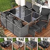 BRAST Gartenmöbel Set Camouflage Deluxe | 8-12 Personen viele Modelle & Farben | incl. Kissen & Abdeckung | Outdoor Loungemöbel Sitzgruppe Essgruppe Garnitur | 11tlg Grau/Anthrazit