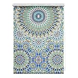 Lichtblick Klemmfix Verdunklungs-Rollo mit Motiv, ohne Bohren, Blickdicht, Seitenzugrollo, Made in Germany, Orientalische Muster - Blau Grün 90 cm x 150 cm (B x L)