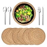 Gewebte Tischsets (6 Stück) Natürliche Tischsets Weidenwasserhyazinthe Platzsets Langlebig für Küche Esszimmer und Speiseteller, Handgemachte Runde Tischsets