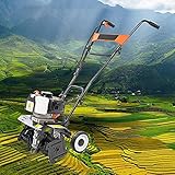 1,3 kW Akku-Motorhacke mit Benzinmotor, Gartenfräse/Kultivator mit 4 Klingen, Motorfräse, Rasenvertikutierer, für Gartenrasen, Bodenlockerung