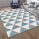 RUGMRZ Spielteppich Junge 200 x 250 cm Blauer dreieckiger geometrischer Wohnzimmer Teppich schadet dem Boden Nicht Bettumrandung Teppich 3 Teilig